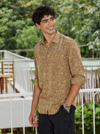 Campus Sutra Indie Floral-Motif Imprint Shirt