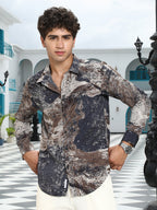 Campus Sutra Marble-Specks Imprint Shirt
