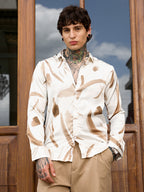 Campus Sutra Contrast-Strokes Imprint Shirt