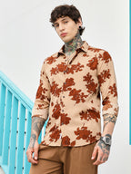 Campus Sutra Contrast-Roses Imprint Shirt