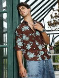 Campus Sutra Contrast-Roses Imprint Shirt