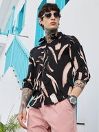 Campus Sutra Contrast-Strokes Imprint Shirt