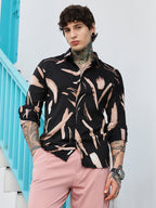 Campus Sutra Contrast-Strokes Imprint Shirt
