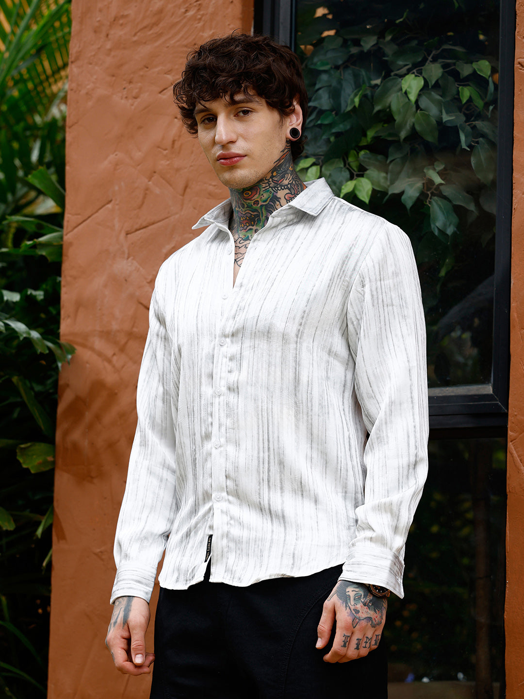 Campus Sutra Grazed-Textured Shirt