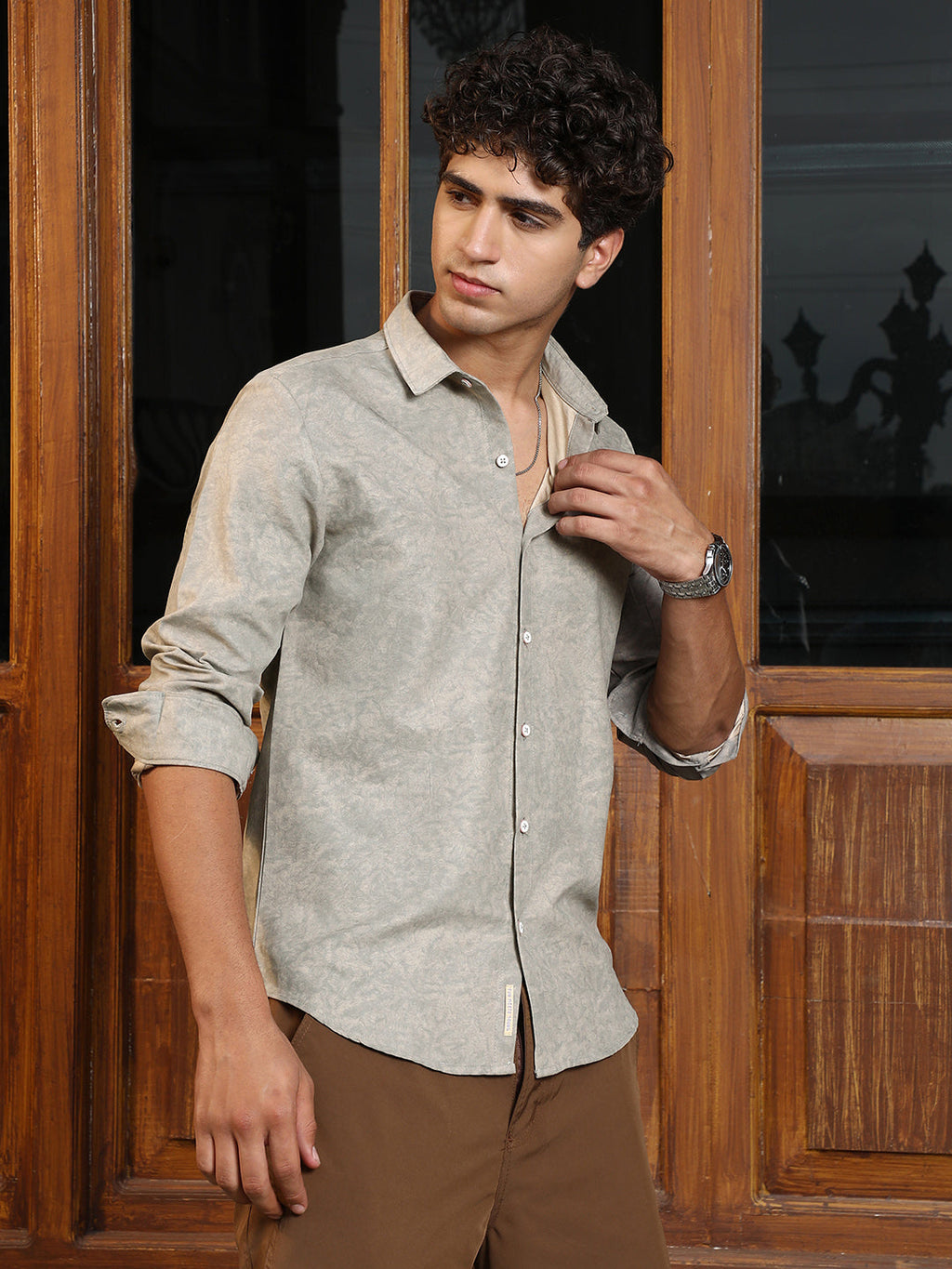 Campus Sutra Grazed-Fade Imprint Shirt