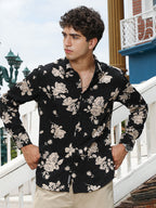 Campus Sutra Contrast-Roses Imprint Shirt