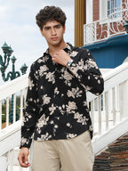 Campus Sutra Contrast-Roses Imprint Shirt