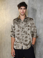 Campus Sutra Faded-Flora Jacquard Shirt