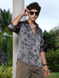 Campus Sutra Faded-Flora Jacquard Shirt