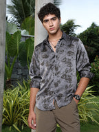 Campus Sutra Faded-Flora Jacquard Shirt
