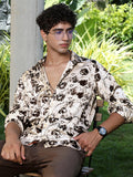 Campus Sutra Faded-Flora Jacquard Shirt