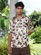 Campus Sutra Faded-Flora Jacquard Shirt