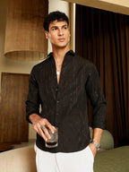 Campus Sutra Metallic-Crushed Textured Shirt