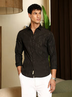 Campus Sutra Metallic-Crushed Textured Shirt