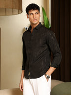Campus Sutra Metallic-Crushed Textured Shirt