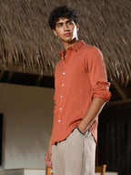 Campus Sutra Solid Creased-Tactile Shirt