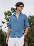 Campus Sutra Solid Creased-Tactile Shirt