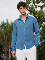 Campus Sutra Solid Creased-Tactile Shirt