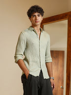 Campus Sutra Solid Creased-Tactile Shirt