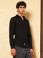 Campus Sutra Solid Creased-Tactile Shirt