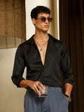 Campus Sutra Axon-Jacquard Satin Shirt