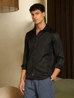 Campus Sutra Axon-Jacquard Satin Shirt