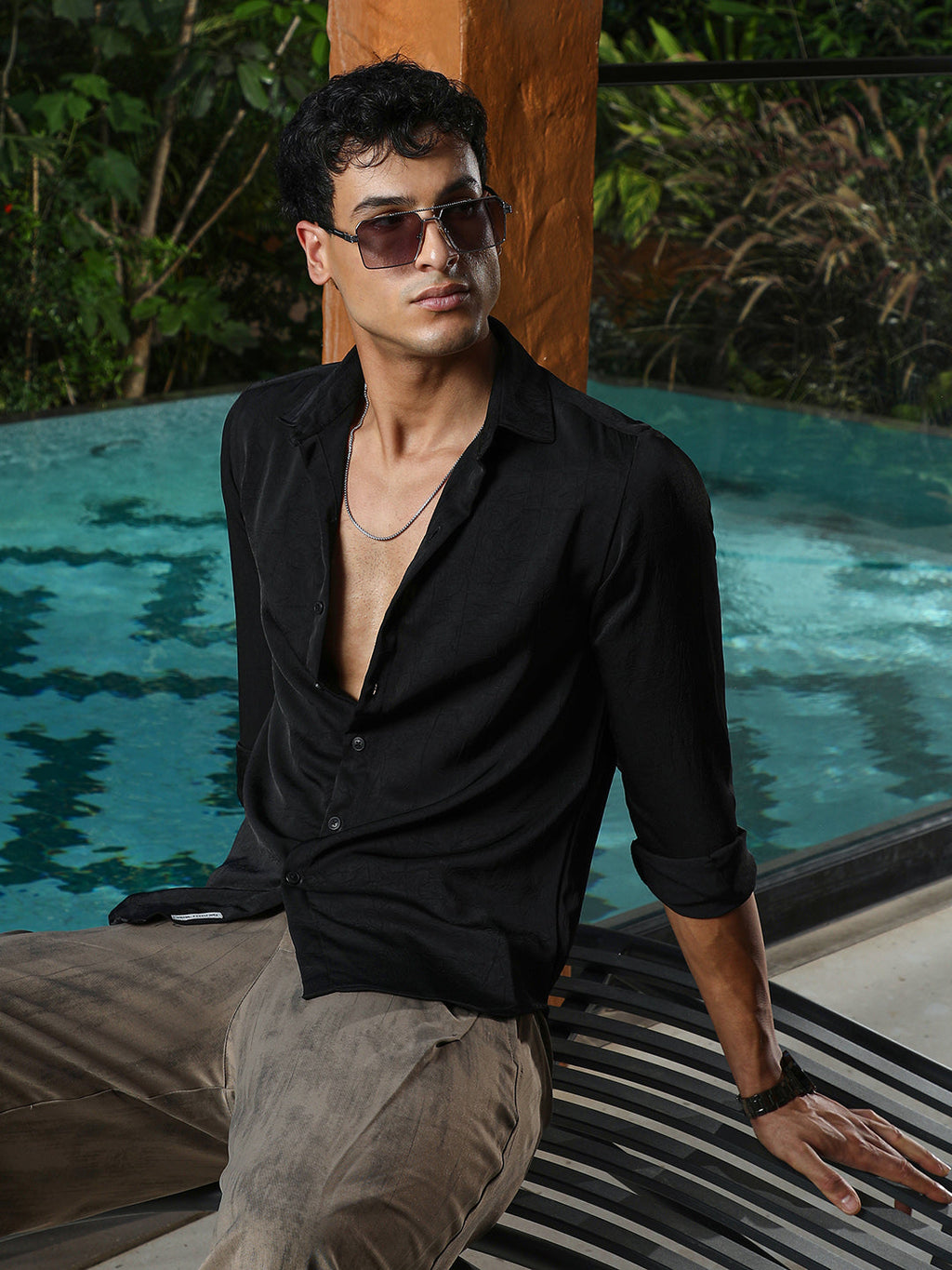 Campus Sutra Crushed-Textured Shirt