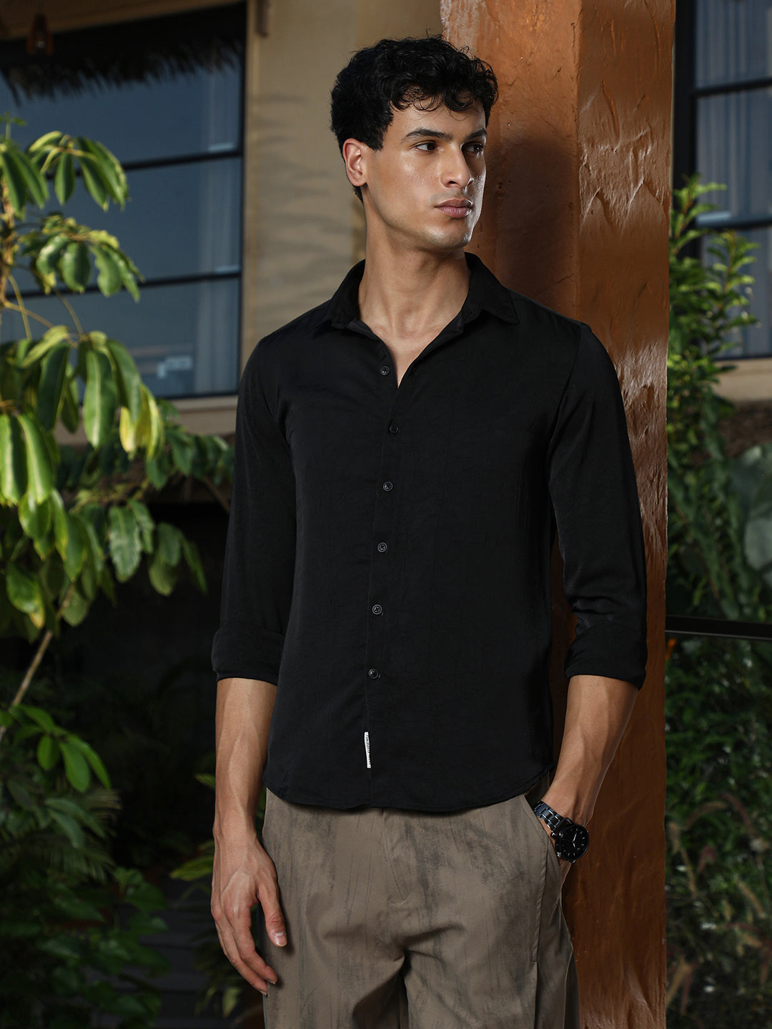 Campus Sutra Crushed-Textured Shirt