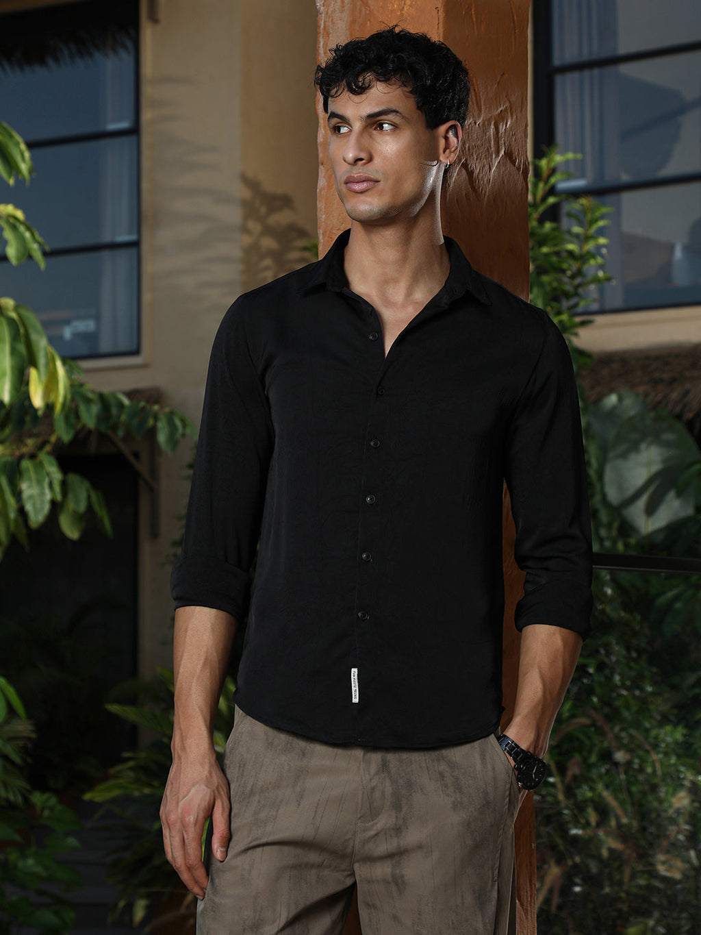 Campus Sutra Crushed-Textured Shirt