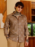 Campus Sutra Twig-Imprint Foliage-Tactile Shirt