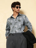 Campus Sutra Leaf-Imprint Foliage-Tactile Shirt