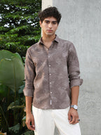 Campus Sutra Twig-Imprint Foliage-Tactile Shirt