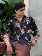 Campus Sutra Imprinted Foliage Textured Shirt
