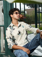 Campus Sutra Imprinted Foliage Textured Shirt