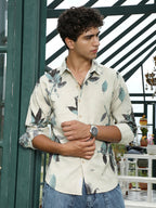 Campus Sutra Imprinted Foliage Textured Shirt