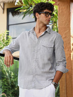 Campus Sutra Candy-Stripe Jacquard Shirt
