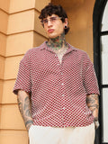 Campus Sutra Geometric-Crochet Cuban Oversized Shirt