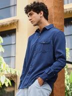 Campus Sutra Solid Dobby Regular Shirt
