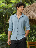 Campus Sutra Basket-Knit Jacquard Shirt