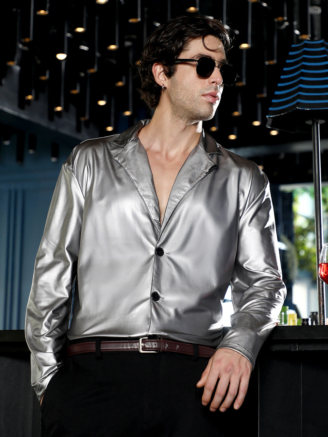 Campus Sutra Single-Breasted Sheen Shirt