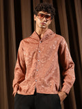 Campus Sutra Flake-Jacquard Satin Shirt