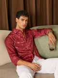 Campus Sutra Semicurve-Jacquard Satin Shirt
