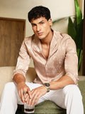 Campus Sutra Droplet-Jacquard Satin Shirt