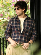 Campus Sutra Button-Down Tartan-Plaid Shirt
