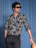 Campus Sutra Contrast-Gaze Imprint Shirt