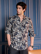 Campus Sutra Contrast-Gaze Imprint Shirt