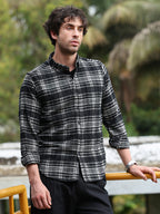 Campus Sutra Button-Down Static-Plaid Shirt