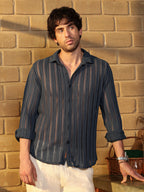 Campus Sutra Panel Jacquard-Knit Shirt