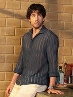 Campus Sutra Panel Jacquard-Knit Shirt