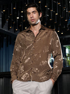 Campus Sutra Roses-Jacquard Satin Shirt